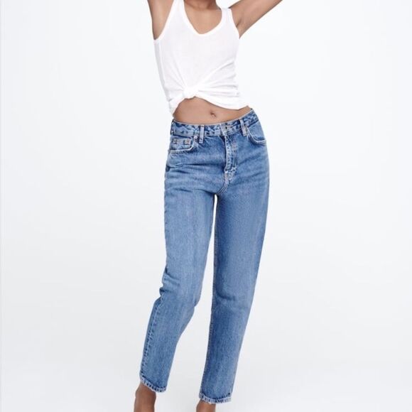 ZARA NWT JEANS FOR LADIES SIZE 2 THE 90’s MOM FIT in the color EVER AFTER BLUE - Picture 1 of 11